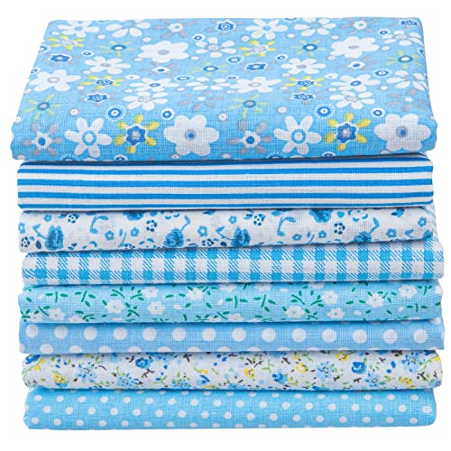 Aubliss 8pcs Fat Quarter Fabric Bundles 100 Cotton 20 x 20 Quilting Cotton Craft Fabric PreCut Squares Sheets for Patchwork Sewing Quilting Crafting - Image 1