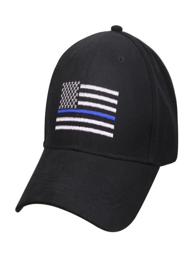AES Thin Blue Line Patch USA Police Memorial Blue Lives Matter American Black Embroidered Cap Hat Premium Quality Cotton Poly Twill One Size Fits Most - Image 1