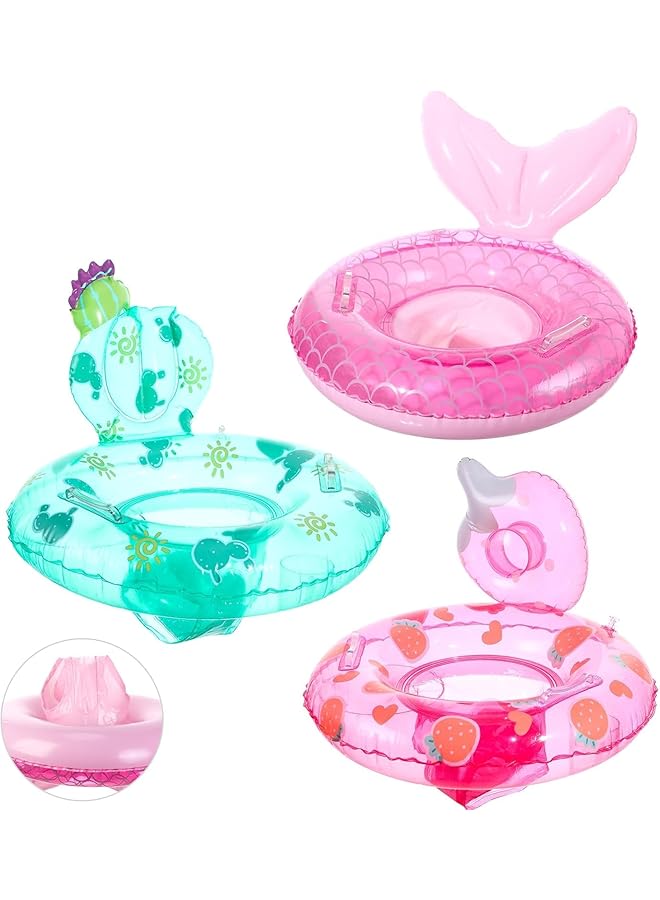 KASTWAVE 3 Inflatable Pool Floats Animal Pool Tubes Rings Floaties With Air Pump Summer Swimming Pool Beach Party Decor(Strawberry Cactus Mermaid) - Image 1