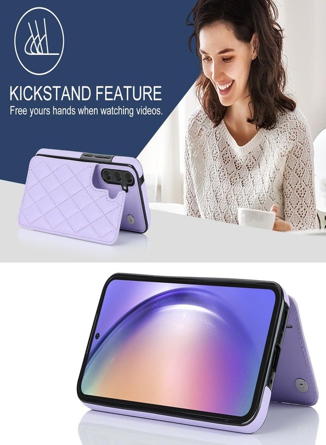 Asuwish Phone Case for Samsung Galaxy A54 5G Wallet Cover with Tempered Glass Screen Protector and Leather RFID Credit Card Holder Stand Slot Cell Accessories A 54 54A SM A546U 2023 Women Men Purple - Image 4
