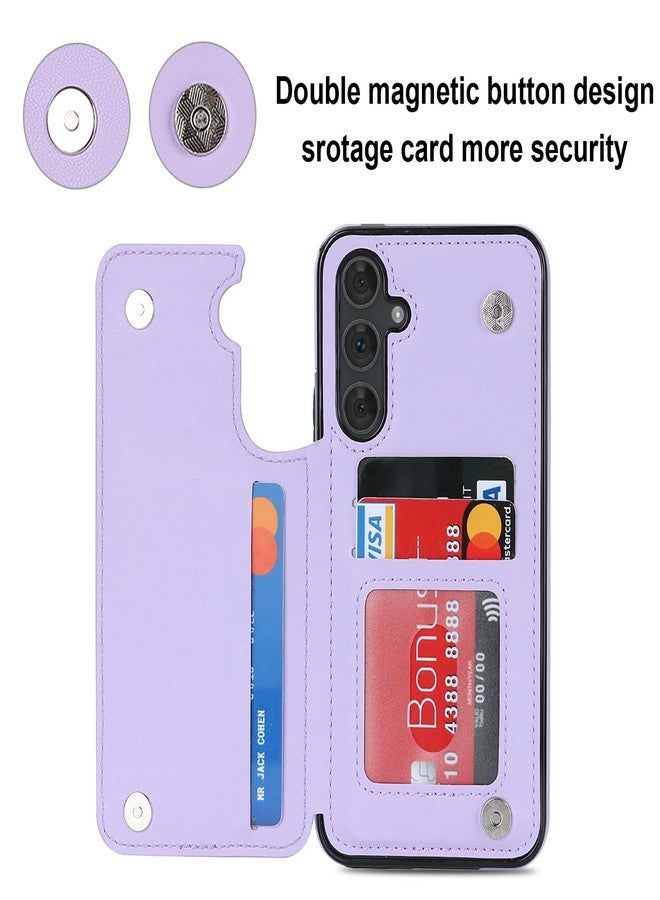 Asuwish Phone Case for Samsung Galaxy A54 5G Wallet Cover with Tempered Glass Screen Protector and Leather RFID Credit Card Holder Stand Slot Cell Accessories A 54 54A SM A546U 2023 Women Men Purple - Image 3