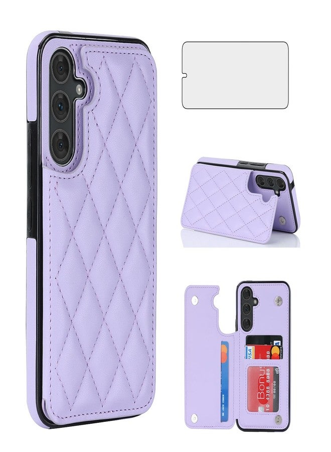 Asuwish Phone Case for Samsung Galaxy A54 5G Wallet Cover with Tempered Glass Screen Protector and Leather RFID Credit Card Holder Stand Slot Cell Accessories A 54 54A SM A546U 2023 Women Men Purple - Image 1