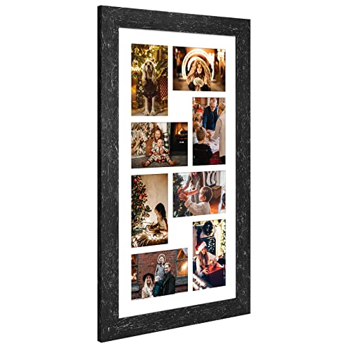 Gaevuian 11.8x21.8 Picture Frame Display 8 opening 4X6 Picture Frame Collage,Multi Photo Frame with Mat,Plexiglass,Wall or Tabletop Decor,Black Wood Grain - Image 3