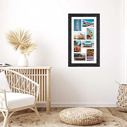 Gaevuian 11.8x21.8 Picture Frame Display 8 opening 4X6 Picture Frame Collage,Multi Photo Frame with Mat,Plexiglass,Wall or Tabletop Decor,Black Wood Grain - Image 5