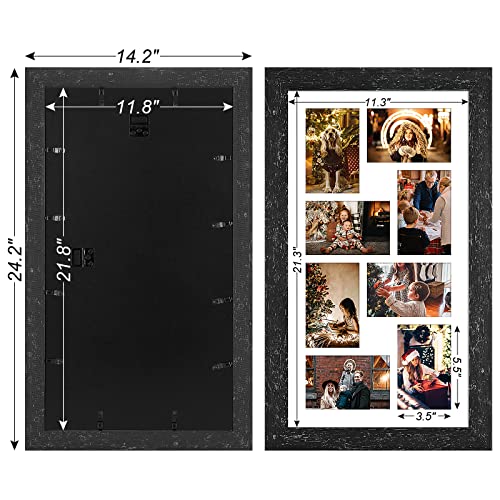 Gaevuian 11.8x21.8 Picture Frame Display 8 opening 4X6 Picture Frame Collage,Multi Photo Frame with Mat,Plexiglass,Wall or Tabletop Decor,Black Wood Grain - Image 4