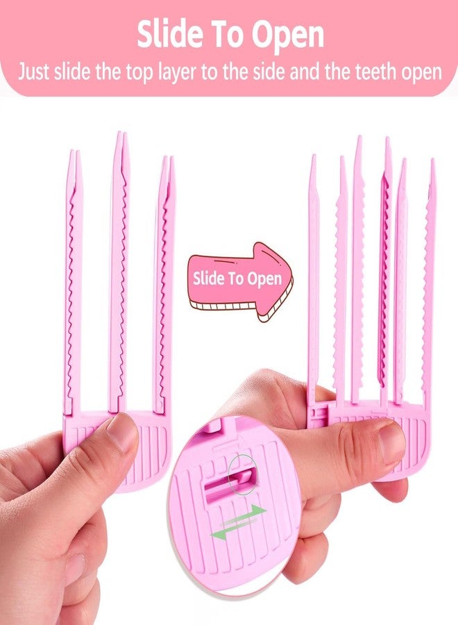 قطعتان من مشابك تكثيف الشعر للنساء، أدوات تصفيف الشعر بمشابك تكثيف الشعر، مشط تكثيف الشعر للحصول على غرة كثيفة، مشابك لرفع جذور الشعر، أدوات تصفيف الشعر، مشابك معززة للجذور، لون أحمر وردي - Image 3