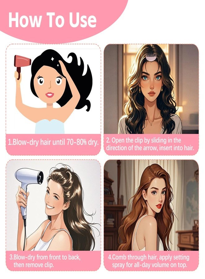 قطعتان من مشابك تكثيف الشعر للنساء، أدوات تصفيف الشعر بمشابك تكثيف الشعر، مشط تكثيف الشعر للحصول على غرة كثيفة، مشابك لرفع جذور الشعر، أدوات تصفيف الشعر، مشابك معززة للجذور، لون أحمر وردي - Image 4