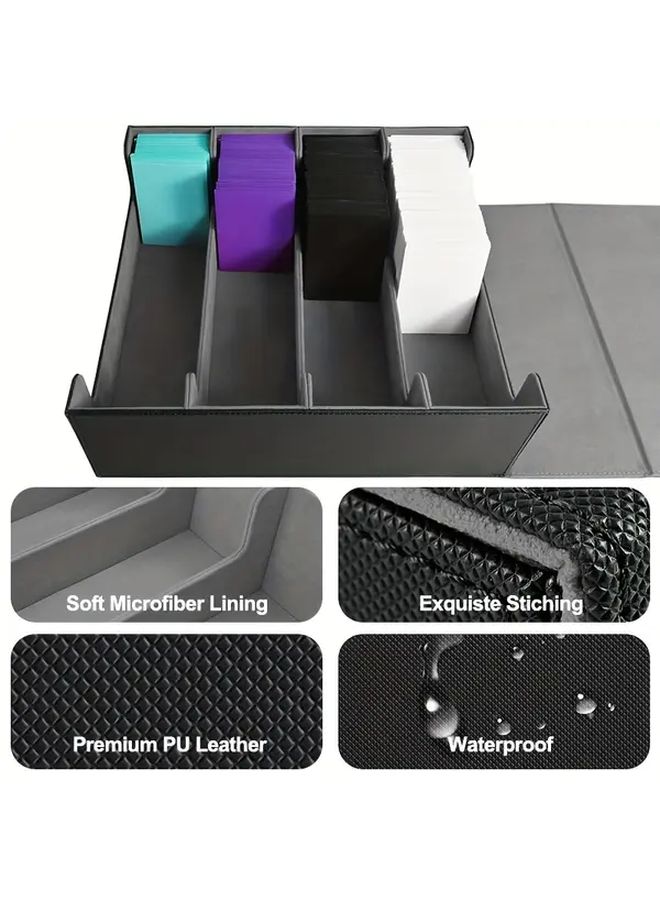 Magnetic Faux Leather Trading Card Storage Box Holds 3000 Plus MTG Cards Black Blue Sleek Durable Organizer with Transparent Lid for Magic TCG Sports Cards - Image 3