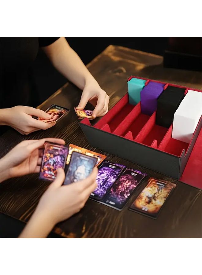 Magnetic Faux Leather Trading Card Storage Box Holds 3000 Plus MTG Cards Black Blue Sleek Durable Organizer with Transparent Lid for Magic TCG Sports Cards - Image 4