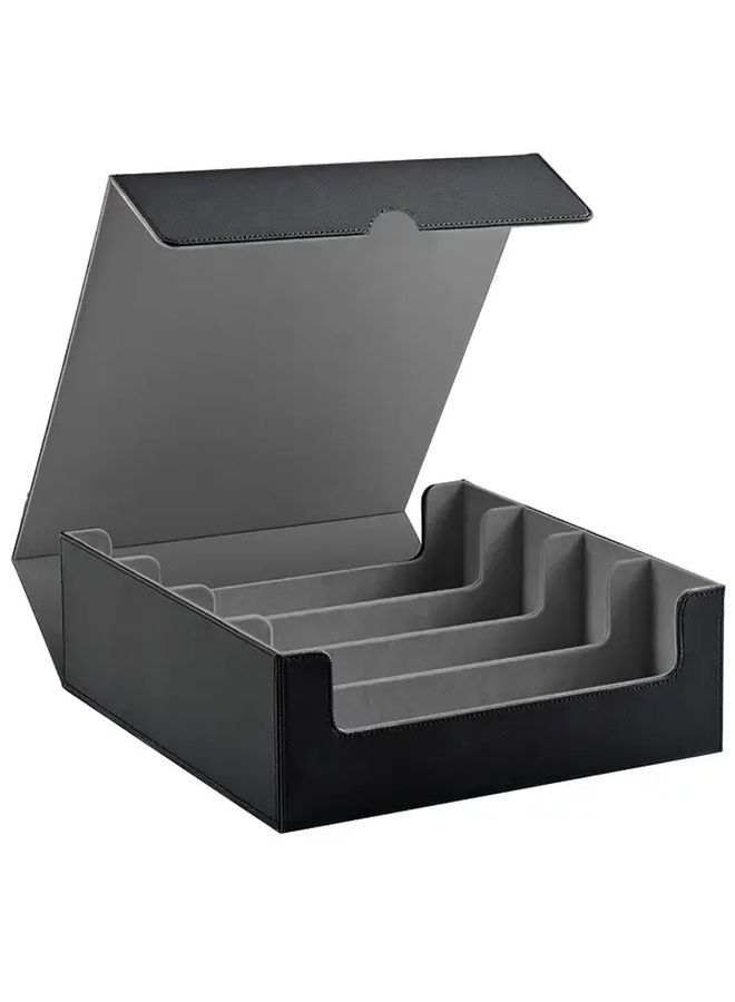 Magnetic Faux Leather Trading Card Storage Box Holds 3000 Plus MTG Cards Black Blue Sleek Durable Organizer with Transparent Lid for Magic TCG Sports Cards - Image 1