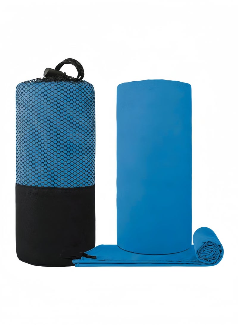 JoyousSto 2 Pcs Microfiber Travel Towel, Soft Lightweight Quick Dry Towel, Super Absorbent Travel & Sports & Beach Towels for Camping, Backpack, Gym, Swimming, Yoga, Hiking,152x76CM and 80x40CM,Blue - Image 1