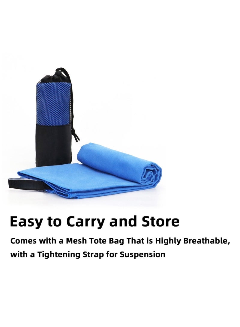 JoyousSto 2 Pcs Microfiber Travel Towel, Soft Lightweight Quick Dry Towel, Super Absorbent Travel & Sports & Beach Towels for Camping, Backpack, Gym, Swimming, Yoga, Hiking,152x76CM and 80x40CM,Blue - Image 3