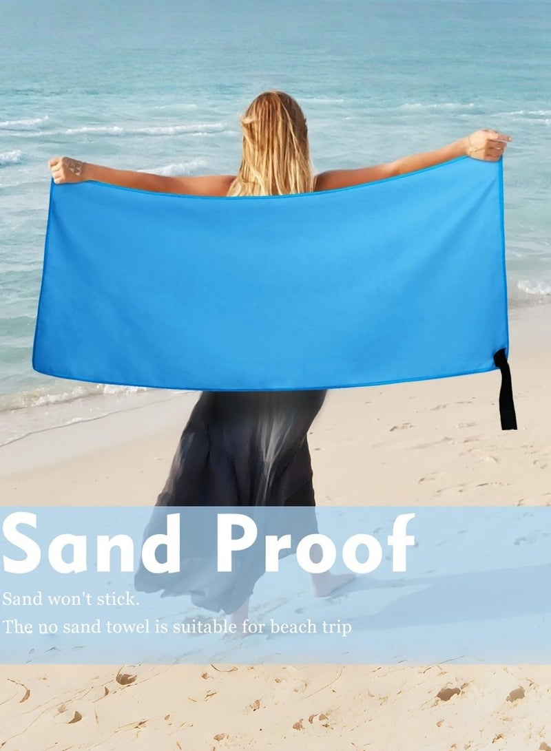 JoyousSto 2 Pcs Microfiber Travel Towel, Soft Lightweight Quick Dry Towel, Super Absorbent Travel & Sports & Beach Towels for Camping, Backpack, Gym, Swimming, Yoga, Hiking,152x76CM and 80x40CM,Blue - Image 5