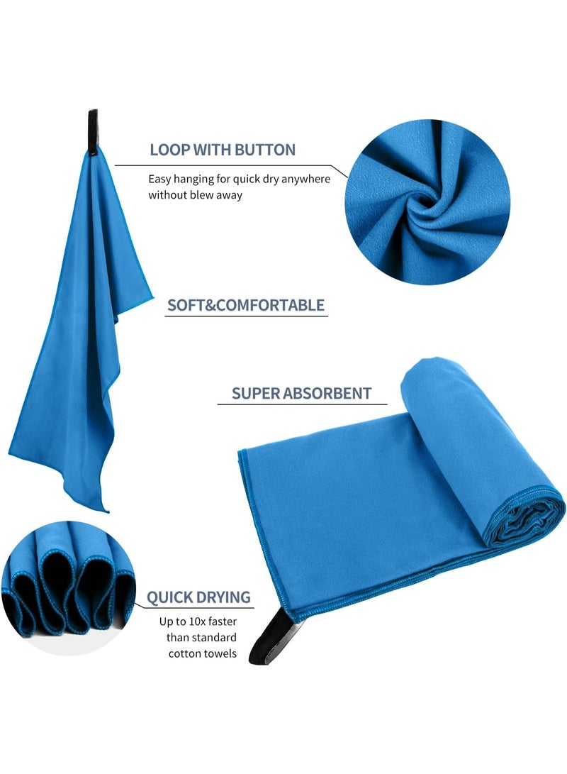JoyousSto 2 Pcs Microfiber Travel Towel, Soft Lightweight Quick Dry Towel, Super Absorbent Travel & Sports & Beach Towels for Camping, Backpack, Gym, Swimming, Yoga, Hiking,152x76CM and 80x40CM,Blue - Image 4