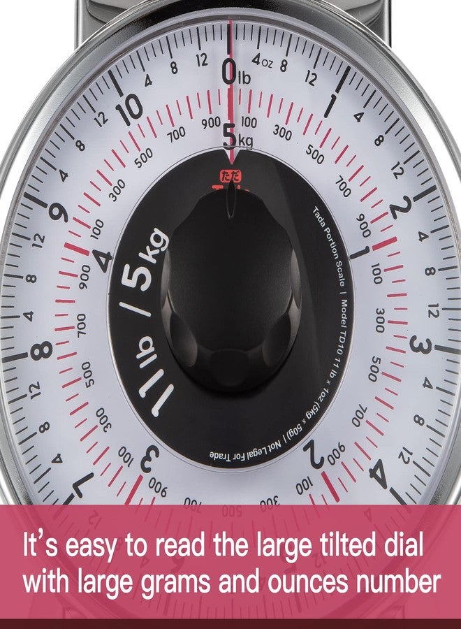 ta da Tada 11lb Analog Mechanical Kitchen Weighing Food Scale with Bowl, Tare Function, Retro Style, Stainless Steel - Image 3