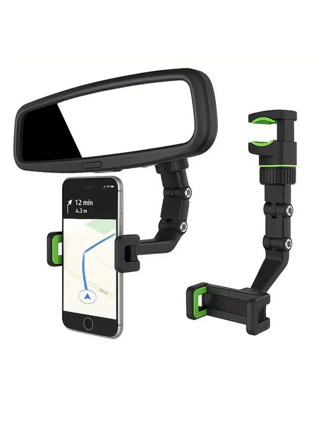 Grey Car Mirror Phone Holder Adjustable L Shaped Mount For All Vehicles GPS Navigation - Image 2