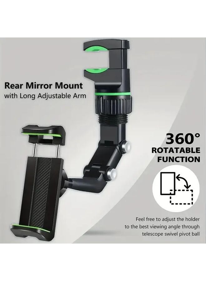 Grey Car Mirror Phone Holder Adjustable L Shaped Mount For All Vehicles GPS Navigation - Image 3
