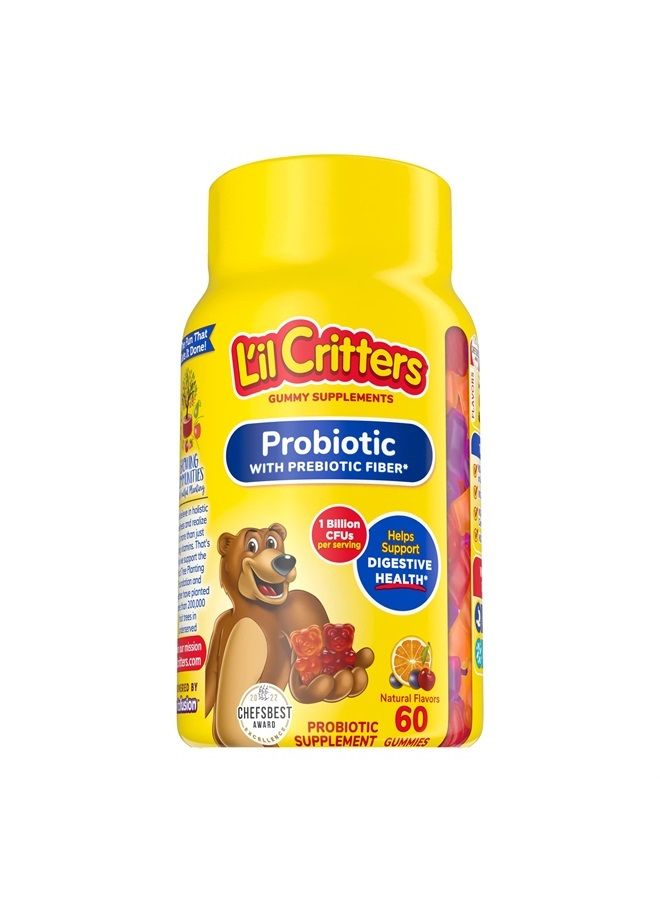 Lil Critters حلوى البروبيوتيك للأطفال، 60 قطعة - Image 1