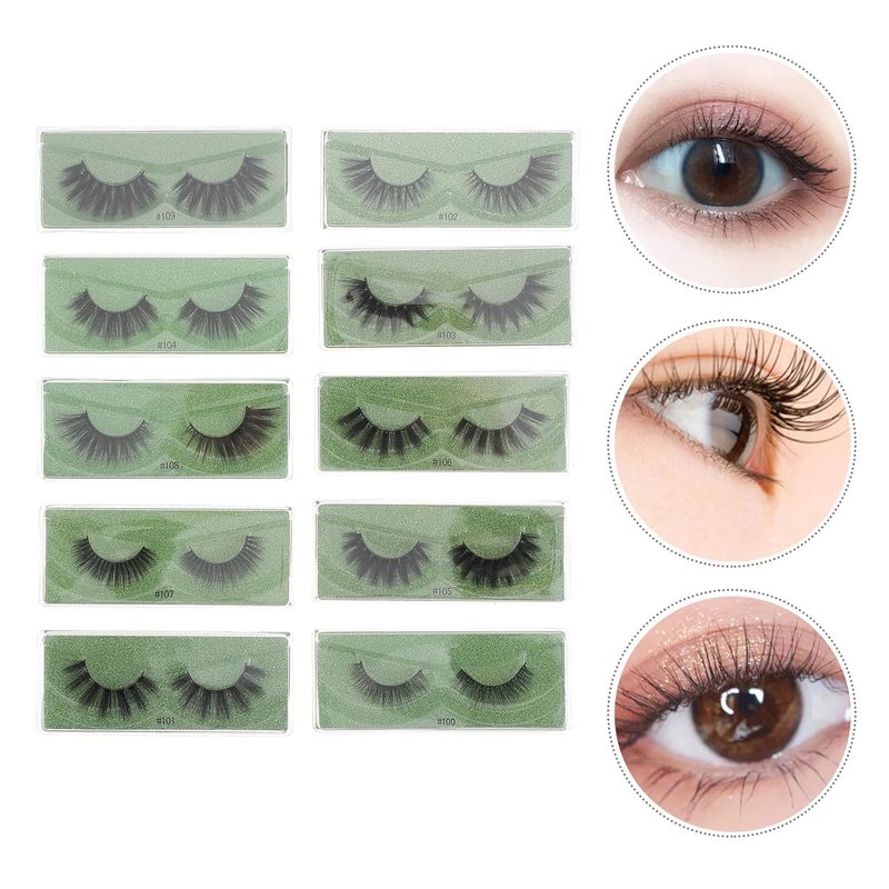 10 Pairs Mixed Style Faux Eyelashes Volume False Lashes Natural Look Makeup Strip Lashes for Daily Wear and Special Occasions Random Style - Image 4