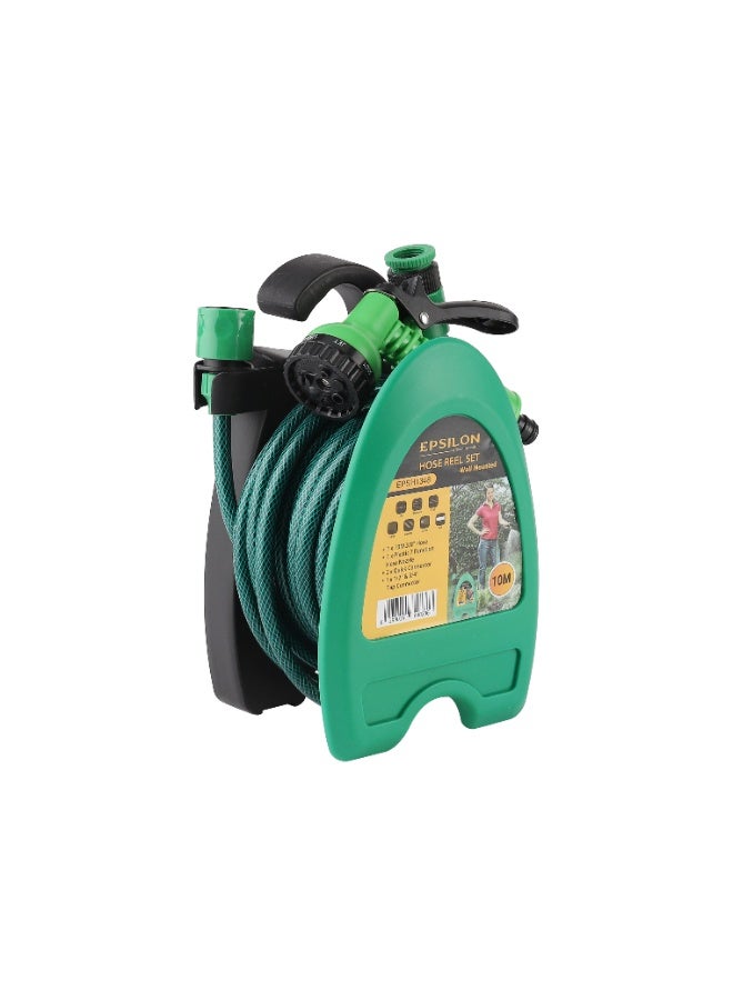 Epsilon 10M Hose Reel Set with 7-Function Spray Gun, Wall-Mounted for Easy Storage, Lightweight and Leak-Proof – Ideal for Gardening, Car Wash, Outdoor Cleaning - Image 3