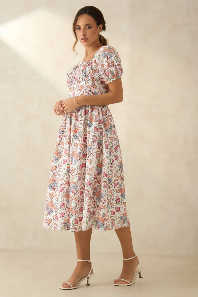 Virgio Floral Print Midi Dress