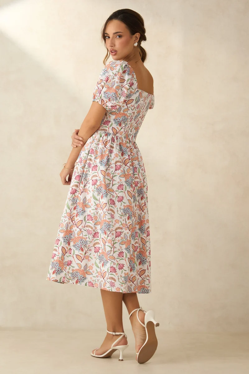 Virgio Floral Print Midi Dress