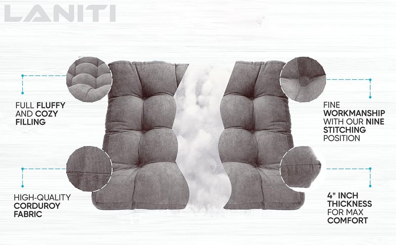 LANITI 24” Inch Extra Large Floor Cushions Tufted Floor Pillow for Adults Square Meditation Ultimate Comfort Oversized Pillows for Floor Cushion (Charcoal) - Image 3