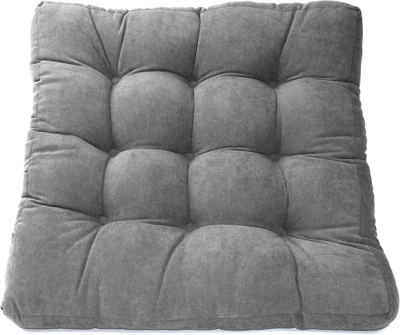 LANITI 24” Inch Extra Large Floor Cushions Tufted Floor Pillow for Adults Square Meditation Ultimate Comfort Oversized Pillows for Floor Cushion (Charcoal) - Image 2