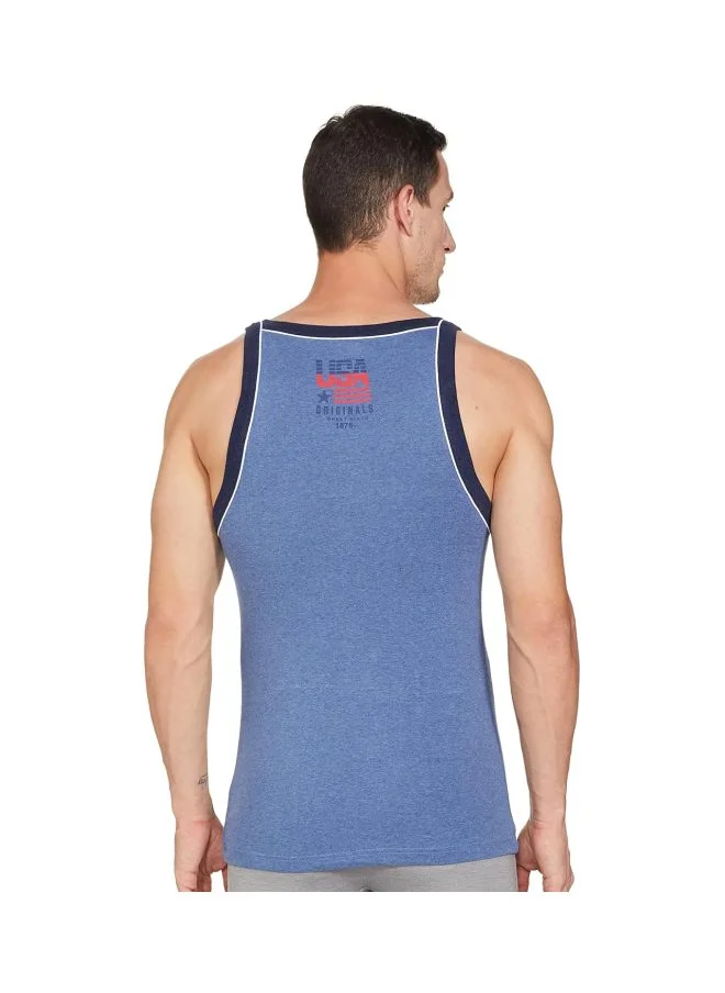 JOCKEY Jockey US54 Men Super Combed Cotton Rib Square Neckline Gym Vest with Back Panel Graphic Print Colours and Shoulder Strap