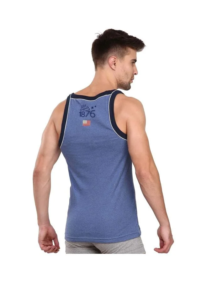 Jockey Light Denim Melange US54 Men Super Combed Cotton Rib Square Neckline Gym Vest with Back Panel Graphic Print Colours and Shoulder Strap for Men | Best Price UAE