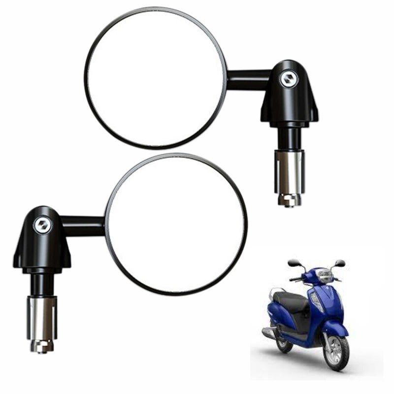Asryd Aluminium Alloy Motorcycle Mirrors - Round Adjustable Upto 180 Degree Bar End Side Mirror Suitable For (Pack of 2) For Suzuki Access 125,Black - Image 5