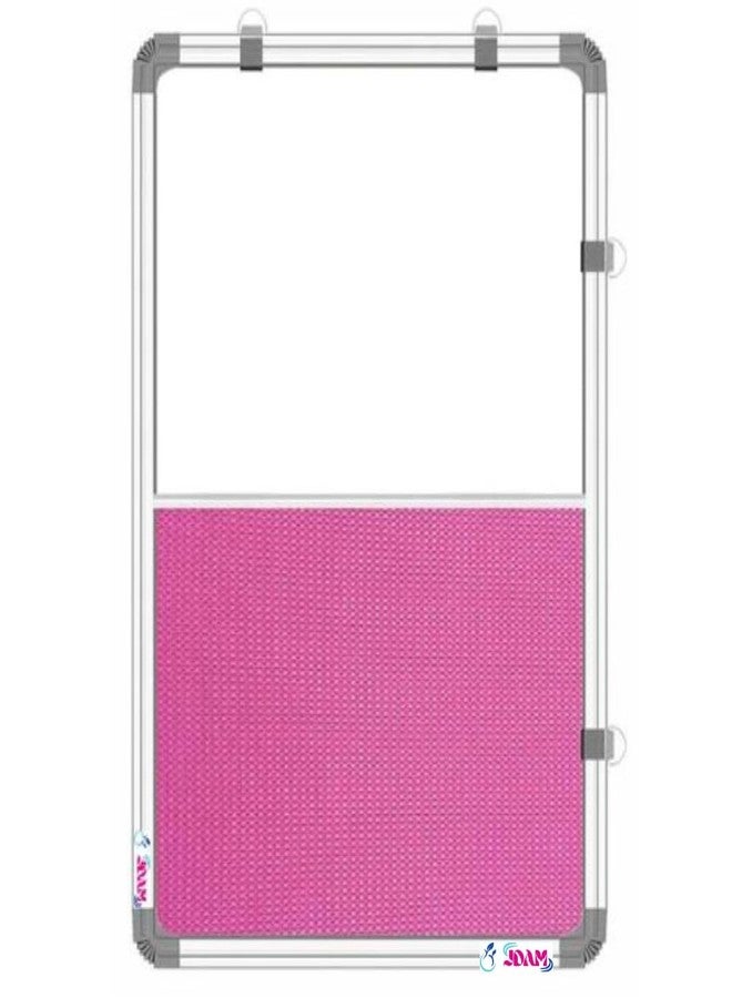 JDAM Combination Board (Non-Magnetic Whiteboard with Pink Push Pin Board) for Home, Office, Hospital, Gym, School & College – 23x16 Inches | Dual Utility - Image 1