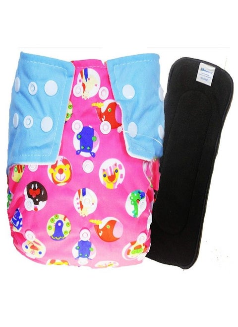 (Set Of 2) 1 Cloth Diaper With 5Layers Charcoal Bamboo Insert) Premium Adjustable Reusable Washable Cloth Diaper For Babies