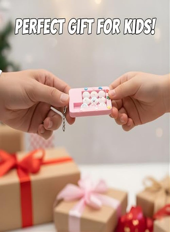 JOUET Pink Cartoon Mini Puzzle Pop Keychain with Printed Music Symbol Buttons, Pressable Fidget Game Keyring Charm for Bags & Accessories - Image 5