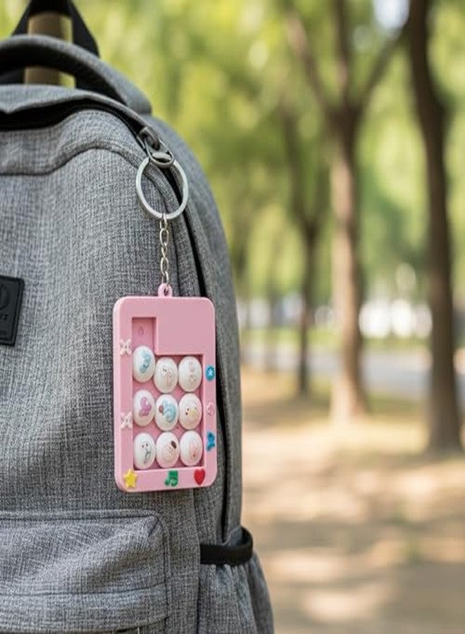 JOUET Pink Cartoon Mini Puzzle Pop Keychain with Printed Music Symbol Buttons, Pressable Fidget Game Keyring Charm for Bags & Accessories - Image 4