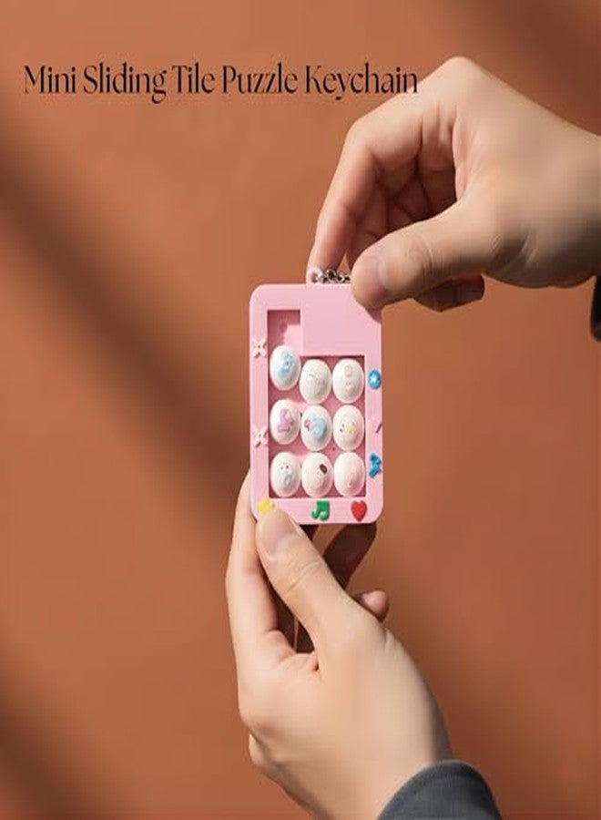 JOUET Pink Cartoon Mini Puzzle Pop Keychain with Printed Music Symbol Buttons, Pressable Fidget Game Keyring Charm for Bags & Accessories - Image 3
