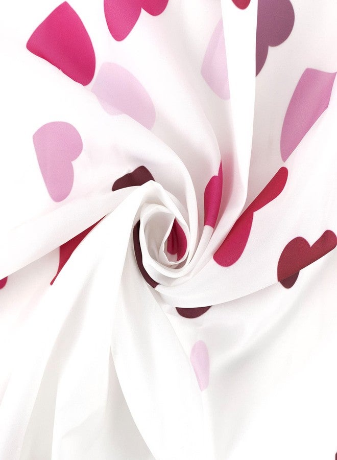 LB Valentines Shower Curtain Decor, Romantic Flying Pink Heart Shower Curtain for Bathroom 60" W x 72" L Polyester Fabric Bathroom Decoration Bath Curtains Hooks Included - Image 3