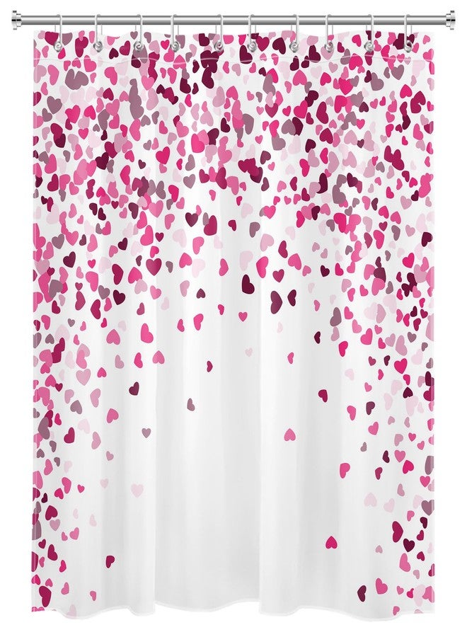 LB Valentines Shower Curtain Decor, Romantic Flying Pink Heart Shower Curtain for Bathroom 60" W x 72" L Polyester Fabric Bathroom Decoration Bath Curtains Hooks Included - Image 2