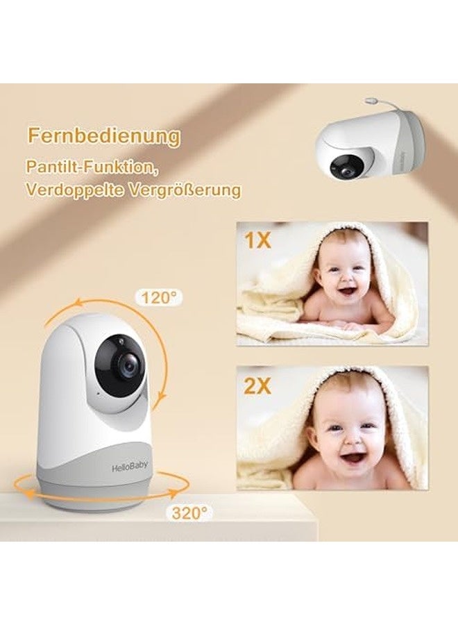 Hellobaby Baby Monitor with Camera & Audio, 3.2" IPS Color Display, 2.4GHz Digital Wireless Video Monitor, HD Night Vision, 1000ft Range, 8 Languages, Battery Power, No WiFi - Image 3