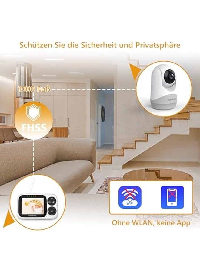 Hellobaby Baby Monitor with Camera & Audio, 3.2" IPS Color Display, 2.4GHz Digital Wireless Video Monitor, HD Night Vision, 1000ft Range, 8 Languages, Battery Power, No WiFi - Image 2