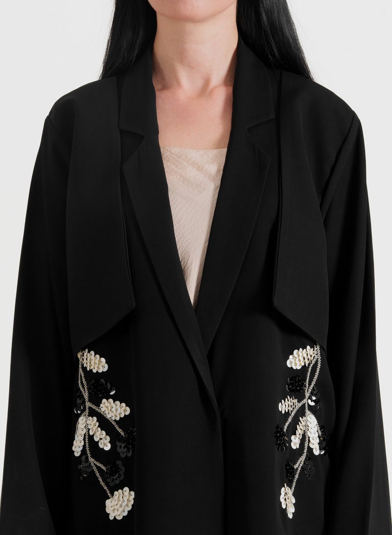 Rosette Abaya Black Flora Jacket - Image 2