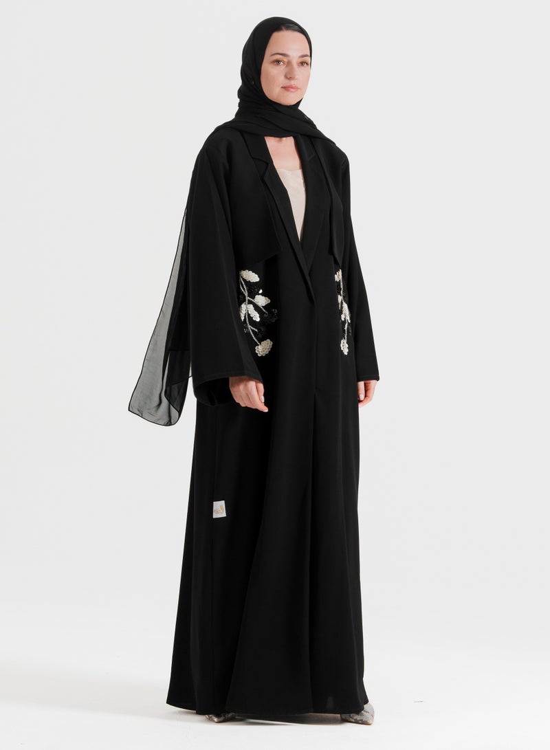 Rosette Abaya Black Flora Jacket - Image 4