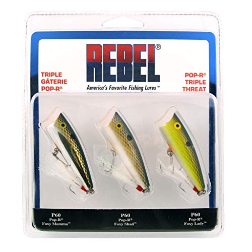 Rebel Lures Pop-R Topwater Popper Fishing Lure, Triple Threat 3 Pack, Pop-R (1/4 oz), One Size - Image 3