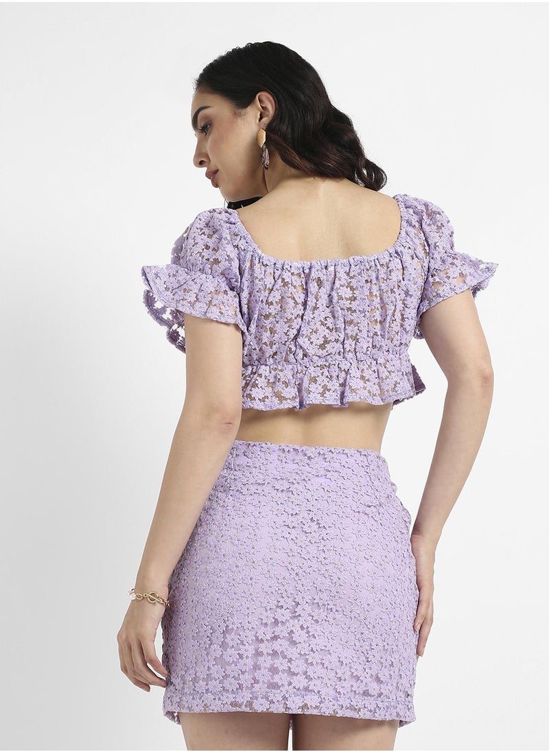PINACOLADA - Women's Lavender Micro Flower Co-Ord Set - Image 1
