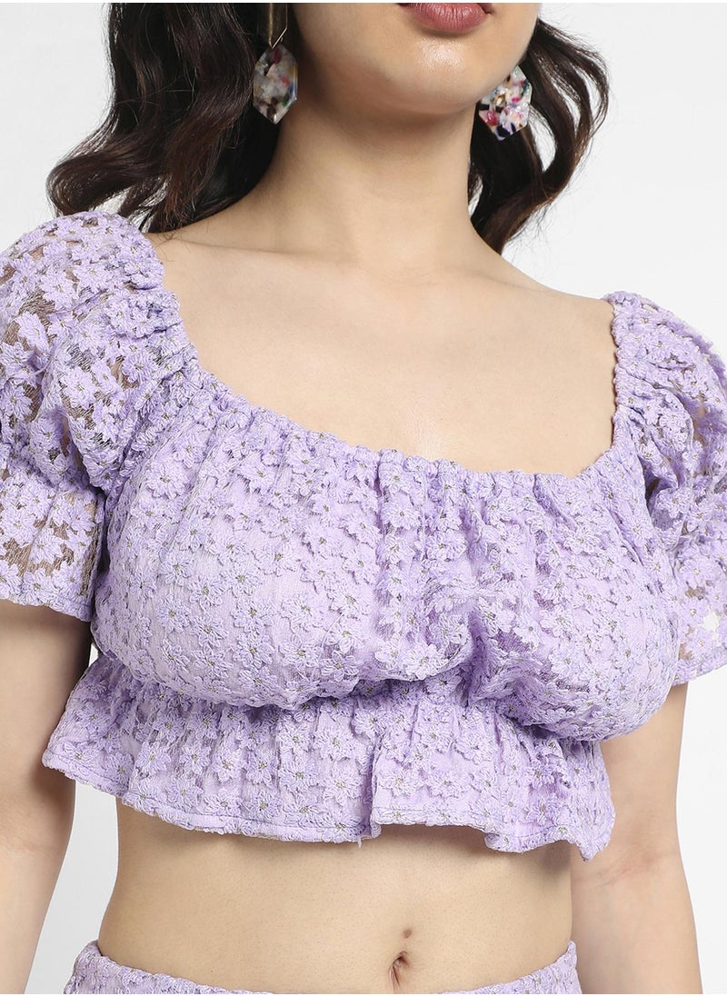 PINACOLADA - Women's Lavender Micro Flower Co-Ord Set - Image 1