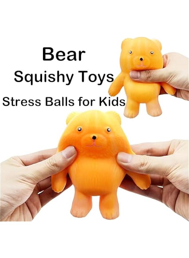 Bear Squeeze Ball Squishy Fidget Toys for Kids (1PCS) Autism Sensory Toys Stress Balls for Adults, Squishy Stress Ball Party Favors Stress Relief Toy, Basket Stuffers Sensory Balls (Orange)
