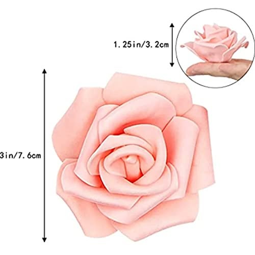 VRB Dec 24 pcs Rose Artificial Flowers for Decoration,Artificial Flower,Flower for Hair Styling,Flower for Pooja, for Home Decor,Diwali. (24pcs - Peach Big Foam Rose) - Image 2