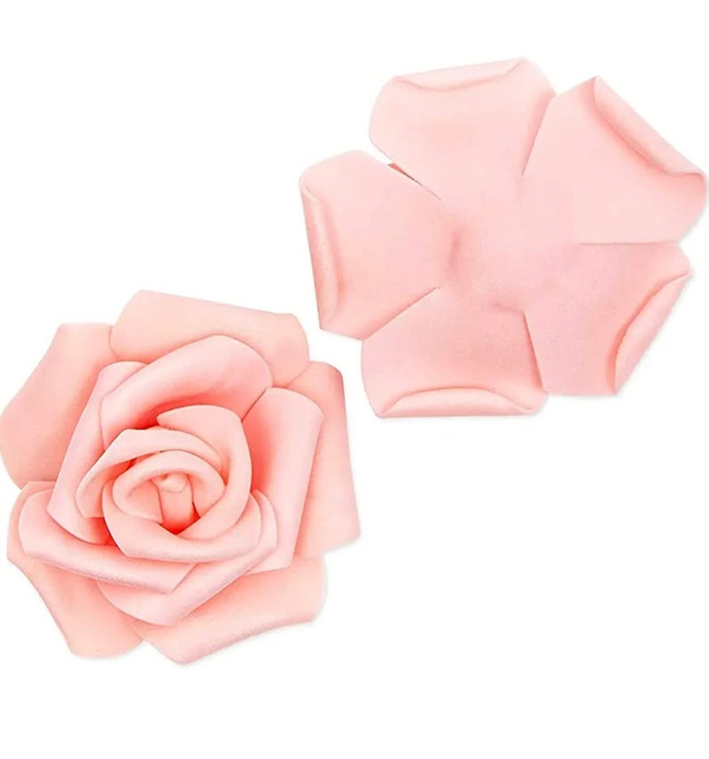 VRB Dec 24 pcs Rose Artificial Flowers for Decoration,Artificial Flower,Flower for Hair Styling,Flower for Pooja, for Home Decor,Diwali. (24pcs - Peach Big Foam Rose) - Image 3