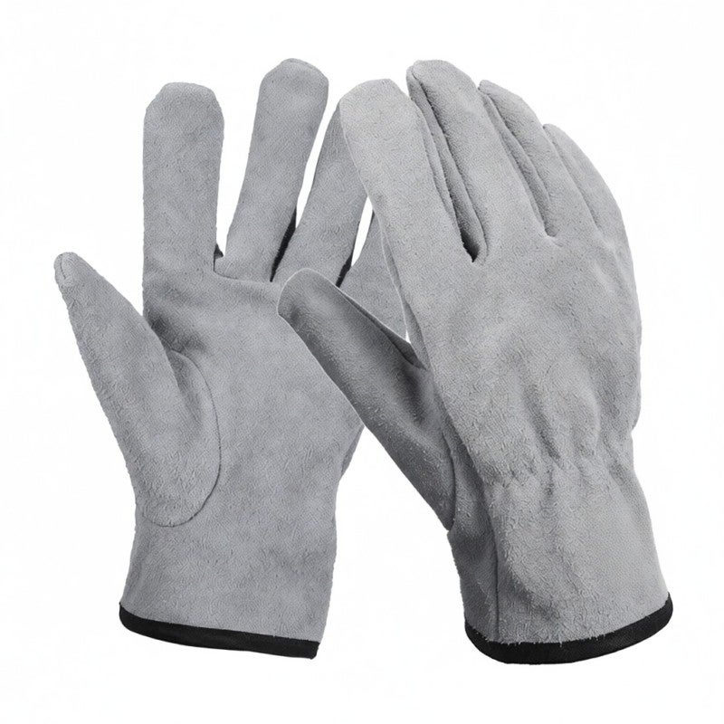 CLS Camping Gloves Cowhide Leather Heat-Resistant Reinforced Stitching - Thermal Fabric with Adjustable Strap for Outdoor Use - Image 1