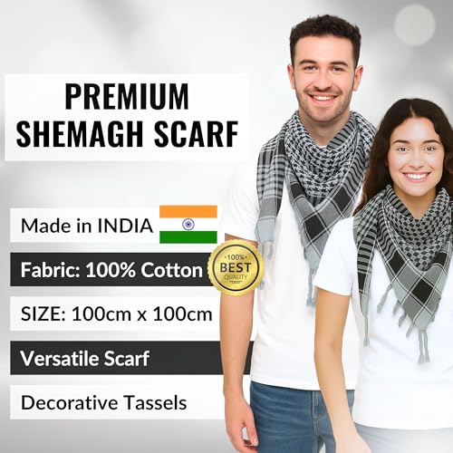 LOVARZI Shemagh Tactical Scarf Men Cotton Keffiyeh Desert Palestinian Grey army military Scarfs - Outdoor Face Wrap Hunting Climbing Hiking Scarves - Dad Gift - Image 2